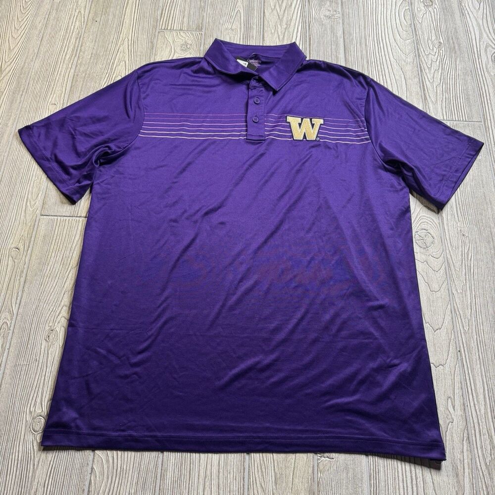 Washington Huskies Performance Polo Men’s XL Purple Logo Stretch Captivating New